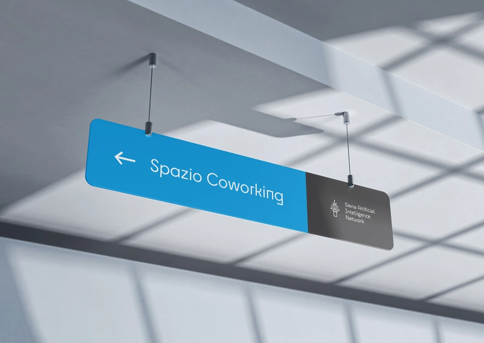 Sainet visual identity in orange and blue