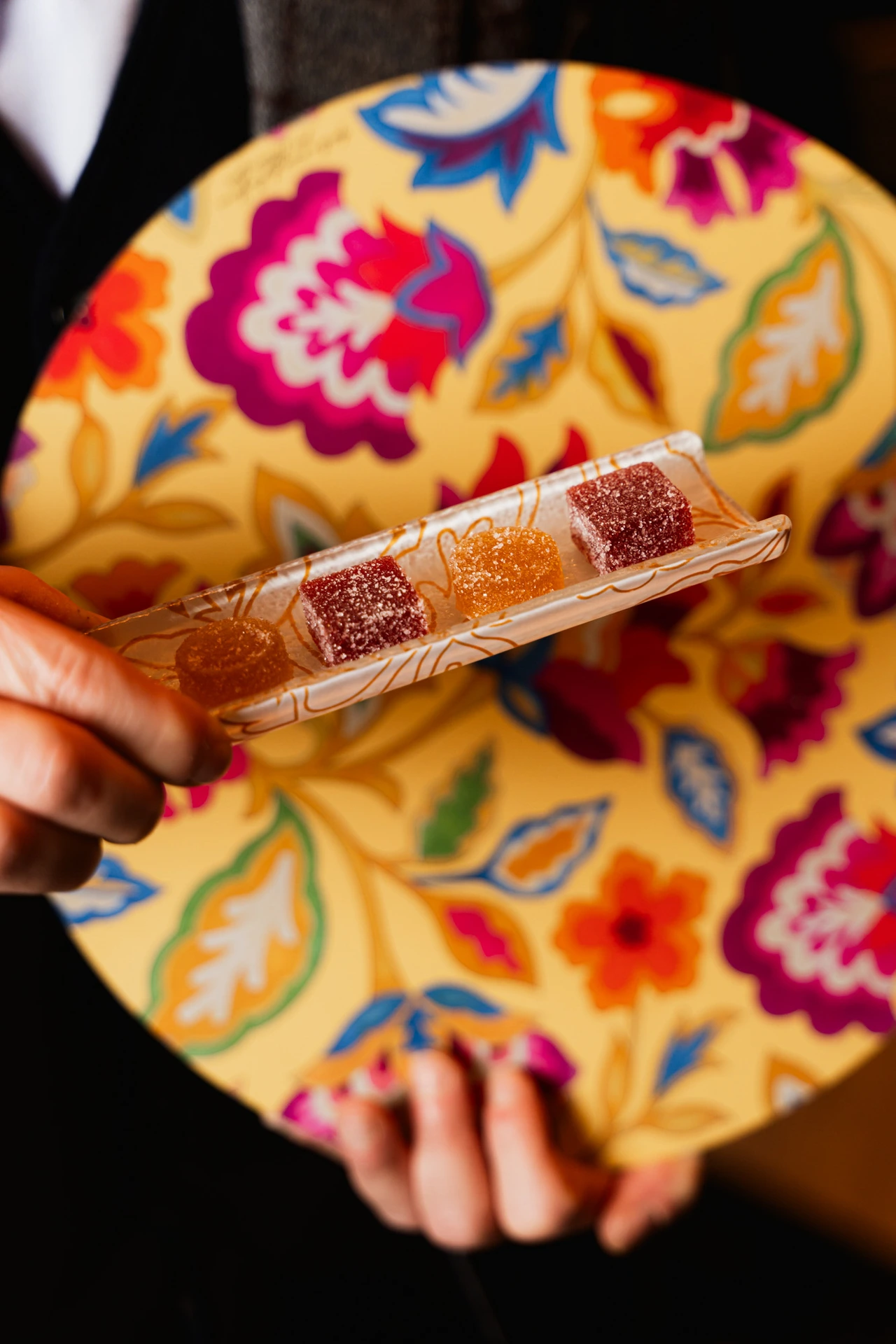 A hand holding a piece of food in Vegal photography